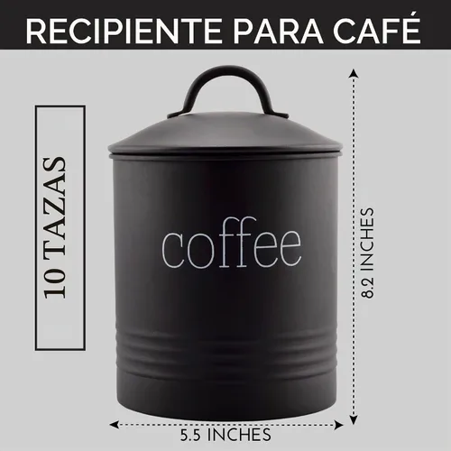 Vista 6 de AuldHome Design Recipiente de Café de Loza Esmaltada Negra; Almacenamiento de Café de Estilo Casa de Campo Moderno para Cocina