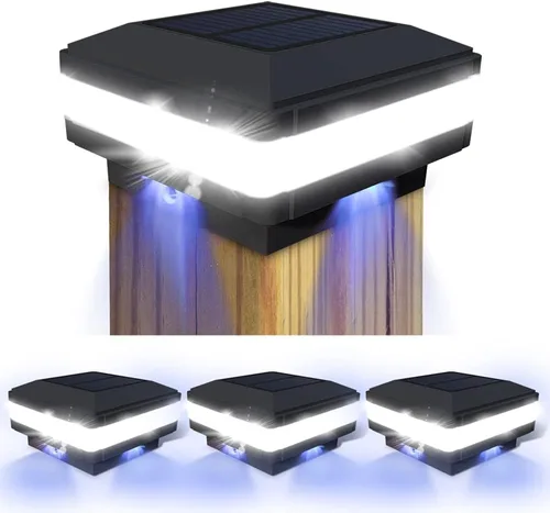 Vista 9 de FVTLED Luces solares para exteriores, 52 LED de alto brillo, 6000 K, blanco, IP65, impermeable, para postes de madera de 4 x 4, 5 x 5, 6 x 6