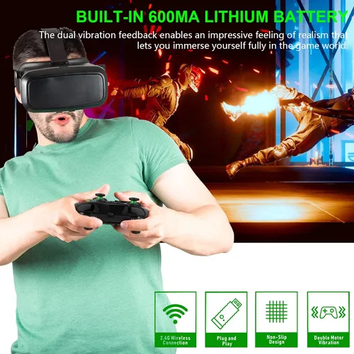 Vista 2 de Wireless Controller Compatible with Xbox OnePC - 2.4GHz Game Controller Built-in Dual Vibration Gamepad Compatible with Xbox OneOne SOne XOne Series