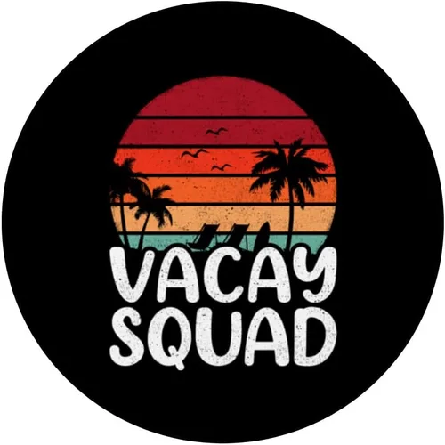 Vista 3 de Vintage Retro Summer Sunset Beach Vacation Vacay Squad PopSockets Swappable PopGrip