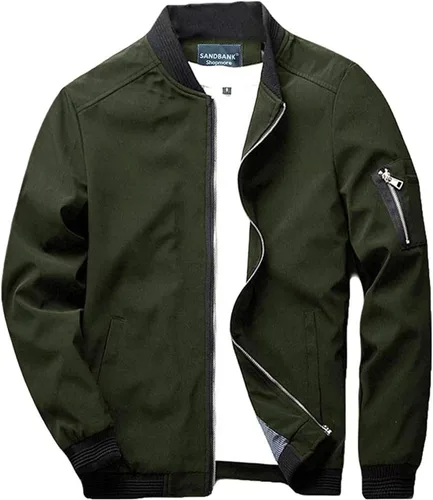 Vista 13 de Sandbank - Chaqueta ligera y entallada para hombre, estilo piloto militar, de tejido Softshell, bomber