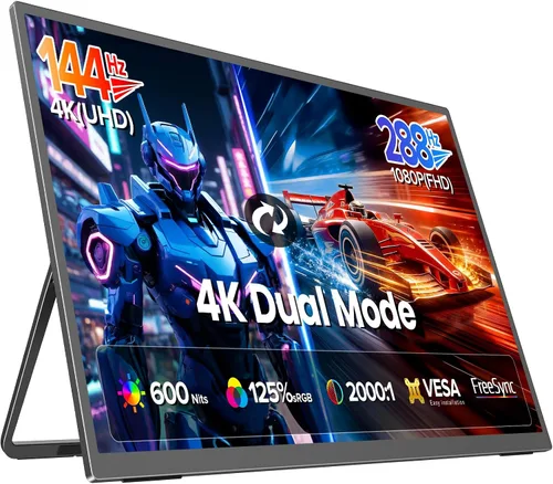 Vista 12 de UPERFECT Monitor portátil 4K 120HZ QLED de 17.3 pulgadas Monitor de juegos de 0.1 ms, 500 Nits 3840 * 2160 UHD 100% DCI-P3 USB-C y HDMI