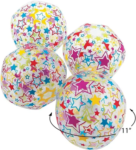 Vista 2 de Fun Express Pelota de playa con estampado de estrellas de neón - Juguetes - 12 piezas