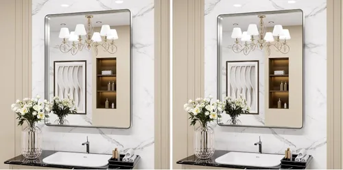 Vista 82 de LOAAO 20x16 Pulgadas Espejo de Baño con Marco de Metal Negro para Pared, Espejo de Tocador de Baño de Estilo Granja, Espejo Grande Rectangular