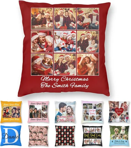 Vista 11 de Funda de almohada personalizada con texto de imagen, funda de almohada con foto personalizada, diseño personalizado para mamá, papá, amigos