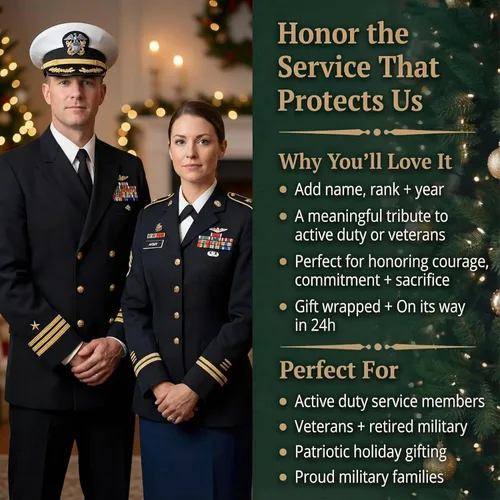 Vista 8 de Adorno personalizado de la Fuerza Aérea 2025 Personalización gratuita las 24 horas Adornos militares de Navidad grabados con láser para árbol