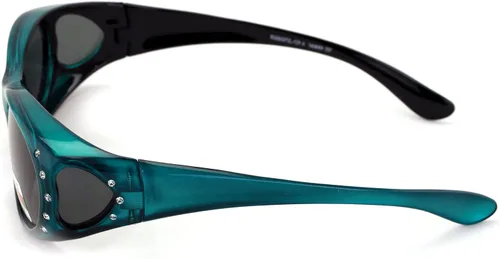 Vista 3 de V.W.E. Gafas de sol polarizadas para mujer, con diamantes de imitación, marco rectangular, con forma de corazón, 2.36 pulgadas