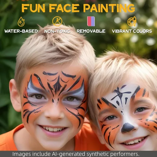 Vista 2 de OPHIR Kit de pintura facial profesional, kit de pintura facial para pastel dividido, pintura facial para niños arcoíris, 6 unicolores y 6 grupos