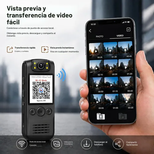 Vista 2 de 4K Body Camera with Audio and Video Recording, 128GB Wearable Mini Body Cam with Magnetic Clip, Hands-Free POV Camera for Work, Cycling, Travel