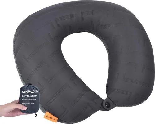 Vista 8 de TREKOLOGY Almohada cervical de viaje para avión – Almohada de cuello de avión de primera calidad para dormir – Soporte de cuello definitivo