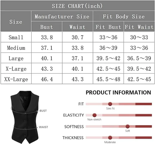 Vista 7 de Foucome Vestido formal de negocios ajustado para mujer, chaleco con botones