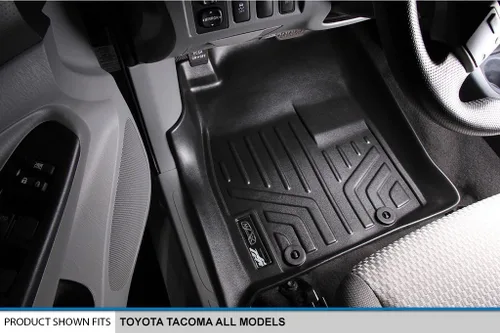 Vista 2 de SMARTLINER Juego de alfombrillas de piso de ajuste personalizado de 2 filas para Toyota Tacoma 2005-2011