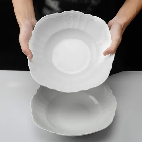Vista 7 de amhomel Cuencos de porcelana, cuencos grandes de cerámica poco profundos de 38 onzas para ensalada, pasta, sopa y frutas, aptos para microondas