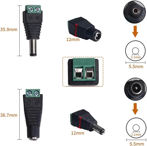 Vista 6 de Cable de alimentación universal de 5 V CC, USB a CC de 0.217 x 0.083 in, cable Powe con conectores (13 piezas) Cable divisor de alimentación de CC 1