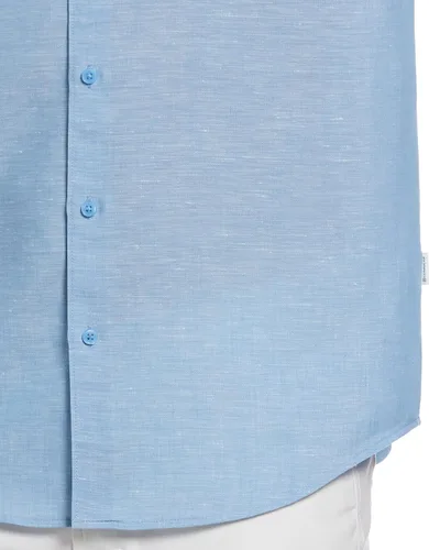 Vista 3 de Cubavera Camisa abotonada de manga corta con un bolsillo de mezcla de lino para hombre Travel Select