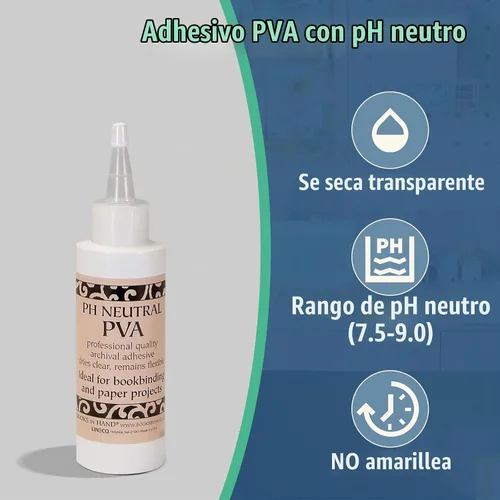 Vista 2 de Books By Hand Adhesivo PVA neutro PH, soluble en agua, 4 onzas