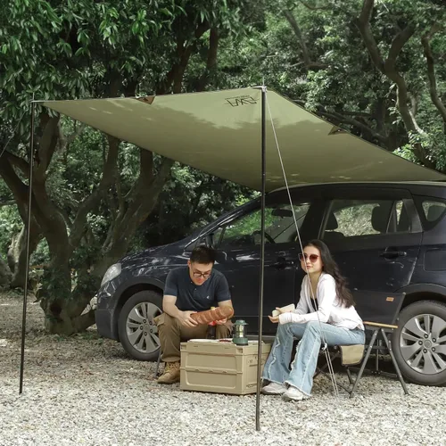 Vista 6 de Toldo Portátil para Coche para SUV, Toldo para Vehículo para Furgoneta de Camping, Camión, No Necesita Herrajes de Portaequipajes del Techo