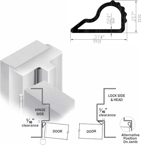 Vista 5 de Sello de silicona para puerta, tira de aislamiento de silicona autoadhesiva para puerta, sella el sonido y la corriente de aire, rollo de 0.375