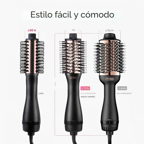 Vista 8 de TYMO Cepillo secador de pelo en uno, secador de pelo iónico 4 en 1 y voluminizador con barril ovalado de titanio, alisador de aire caliente para un