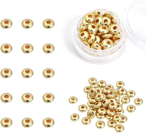Vista 39 de BEADIA Cuentas espaciadoras triangulares chapadas en oro de 14 quilates, 0.098 x 0.059 in, 50 unidades para hacer joyas, no se deslustran