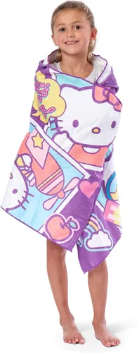 Vista 2 de Northwest Hello Kitty Let's Go - Toalla de playa con capucha para niños pequeños (1-4 años de edad), 21 x 51 pulgadas