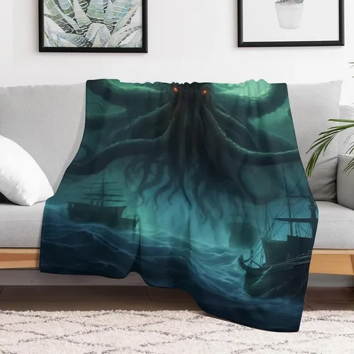 Vista 5 de Dead Cthulhu Waits Dreaming - Manta de alta calidad, súper suave, acogedora, cálida, manta decorativa para sala de estar, dormitorio