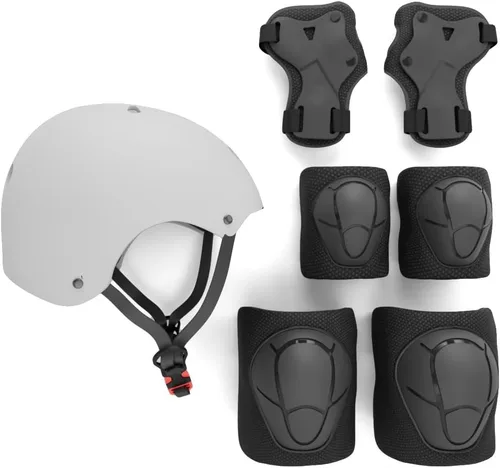 Vista 9 de Rude Boyz - Juego de almohadillas para casco de bicicleta, rodilleras, coderas, muñequeras para niños y niñas