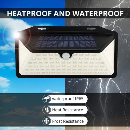 Vista 3 de Himalayan Glow WBM - Luces solares inteligentes para exteriores, 100 luces LED de pared con 3 modos, impermeable IP65, luces de seguridad fáciles
