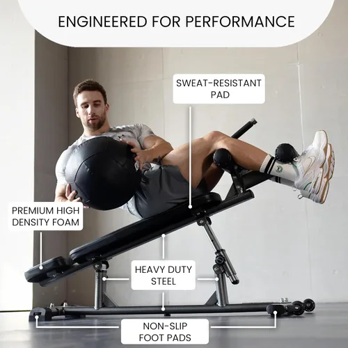 Vista 10 de Finer Form Gym-Quality Adjustable Sit Up Ab Bench & Decline Weight Bench for Home Gym Strength Training.