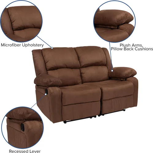 Vista 7 de Flash Furniture - Sofá unipersonal reclinable, Microfibra, Microfibra café chocolate.