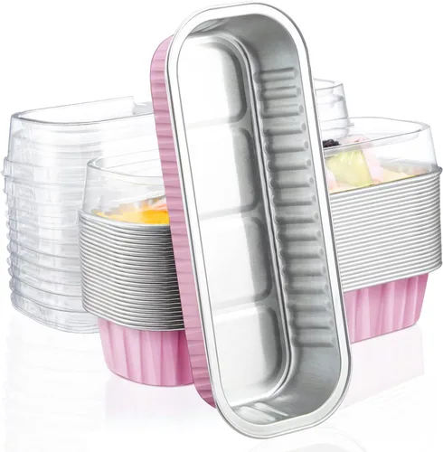 Vista 7 de EUSOAR Forros para magdalenas con tapas, 30 unidades de ramekins de papel de aluminio de 6.8 oz, mini moldes para pan de aluminio desechables