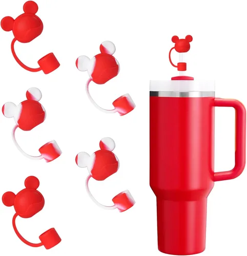 Vista 22 de Juego de 4 fundas de popote con diseño de estrella compatibles con vasos Stanley de 30 y 40 onzas, reutilizables, bonitas puntas de popote