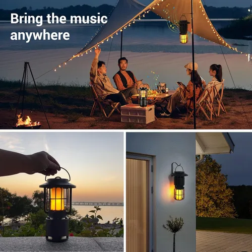 Vista 3 de Altavoz Bluetooth al aire libre, IP65 impermeable altavoz inalámbrico con 3 modos de luz, altavoz portátil para acampar al aire libre, regalo