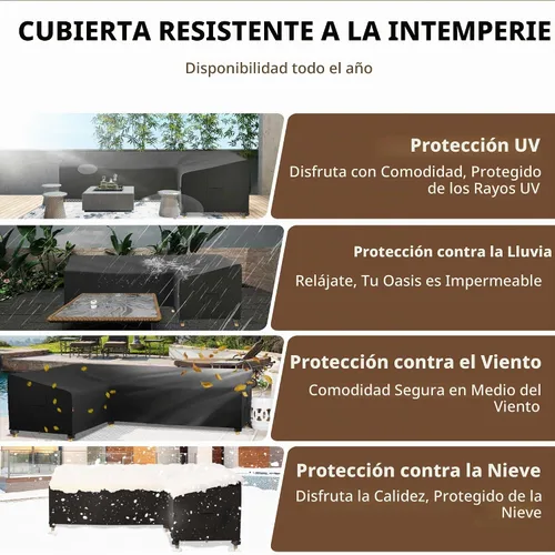 Vista 5 de iBirdie Funda para Muebles de Patio Exterior que se Ajusta a Sofás Seccionales en Forma de L de 100" x 130", 99" x 128", 98" x 126", Impermeable