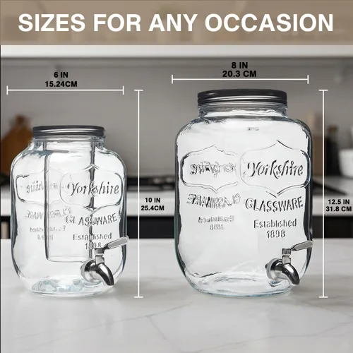 Vista 6 de Dispensador de bebidas de vidrio de 3.8 l, dispensador de agua con grifo, dispensador de bebidas para fiestas y uso al aire libre, jarra para agua