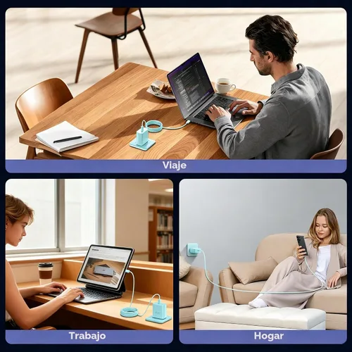 Vista 6 de Cargador USB C súper rápido de 60 W, cargador tipo C, bloque de carga rápida para teléfono Android con cable de carga rápida USB C de 10 pies
