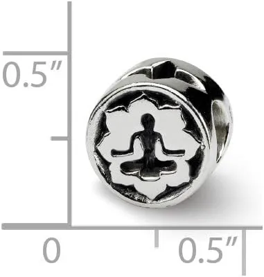 Vista 3 de Colgante pequeño de plata de ley 925 con cuentas de loto para yoga, 0.358 in, Metal, No es una piedra preciosa