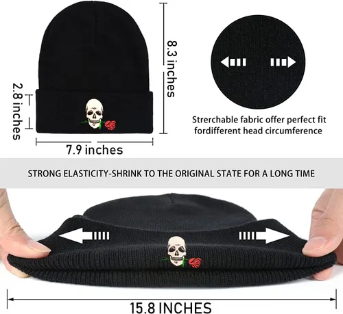 Vista 3 de Gorro suave y holgado, gorro de punto cálido para invierno para hombres y mujeres