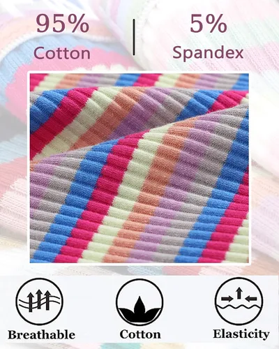 Vista 6 de FINETOO Ropa interior de algodón de corte alto para mujer, bragas de bikini lindas a rayas, hipster, atrevidas, sexy, paquete S-XL