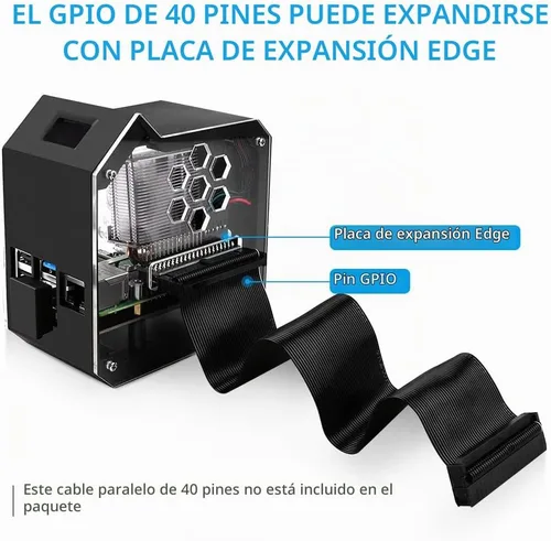 Vista 6 de GeeekPi Kit NAS de mini torre para Raspberry Pi, enfriador de torre PI ICE con ventilador PWM RGB, placa de expansión M.2 SATA SSD, placa