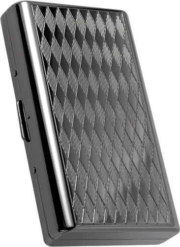 Vista 9 de Estuche Goshentech Retro de Metal en Forma de Rombos con Patrón Espacial, Capacidad para 14, Metal Chapado en Oro Rosa, Doble Cara, Estuche