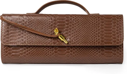 Vista 19 de Joryin Bolso tejido para mujer, bolso de mano de noche tejido de cuero y gamuza, bolso cruzado de gamuza, bolso formal de noche