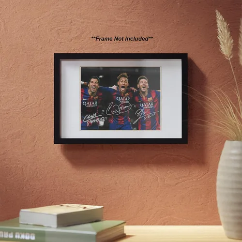 Vista 4 de Ikonic Fotohaus Lionel Messi Neymar Jr Luis Suárez con foto firmada y autógrafo, arte de pared para decoración del hogar