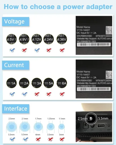 Vista 7 de Aclorol Fuente de alimentación de 5V 2A AC 100-240V a DC Adaptador de corriente de conmutación DC 5Volt 2A 10W Convertidor de alimentación universal