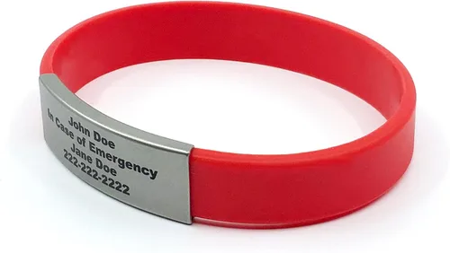Vista 32 de Pulsera de identificación médica personalizada - Pulsera de seguridad para personas mayores grabada personalizada - Alerta de Alzheimer