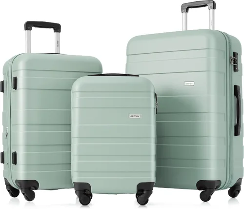 Vista 59 de Merax 3 piezas expandible ABS Hardshell equipaje Sets Spinner Wheel Maleta TSA Lock Suit Case, Apertura frontal negra, Juego de 2 piezas, Maleta