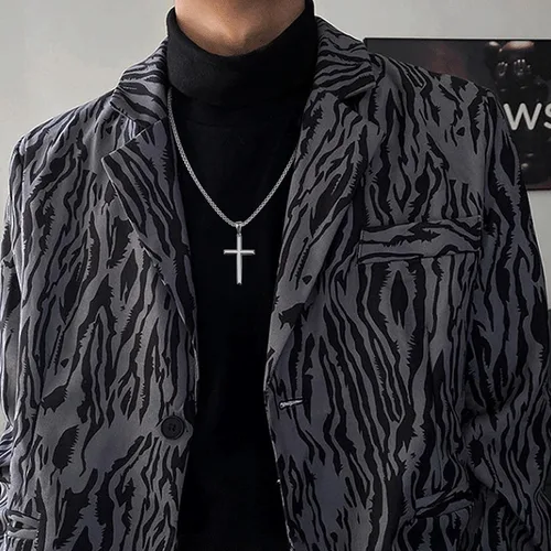 Vista 3 de Jstyle Collar de cruz para hombre, colgante de cruz de plata de ley con cadena Rolo para hombres y mujeres, 16-24 pulgadas, Circonia cúbica