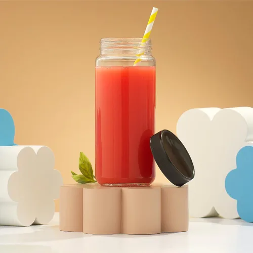 Vista 9 de [Usado] JoyJolt Botellas de jugo de vidrio, botellas de vidrio de 16 onzas con tapas. Juego de 8 recipientes de jugo con tapas para nevera