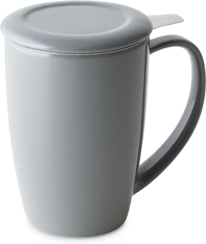 Vista 4 de Forlife. Taza de 15 onzas, alta, curvada, con infusor de té y tapa., negro, (Black Graph)