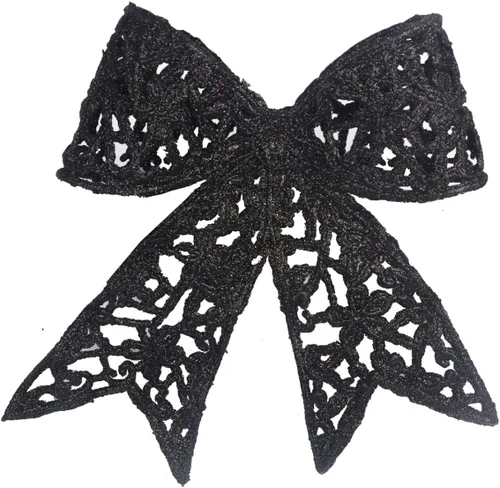 Vista 3 de YYCRAFT Flores de pascua con purpurina con purpurina, lazo de mariposa de 5 pulgadas para adornos de árbol de Navidad, decoraciones de Navidad
